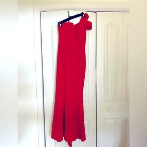 Red formal evening gown